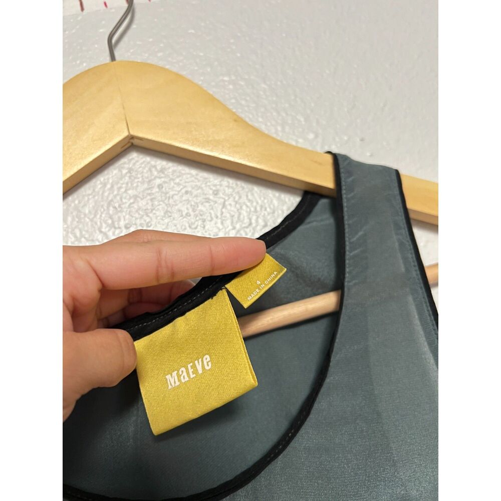 Anthropologie Maeve 100% Silk Colorblock High Low Tank Top Gray Black Blouse 4 - Picture 2 of 9